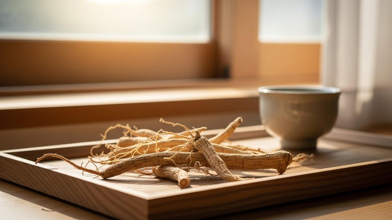 자연 건조된 우슬 원물의 질감과 형태를 보여주는 클로즈업 이미지