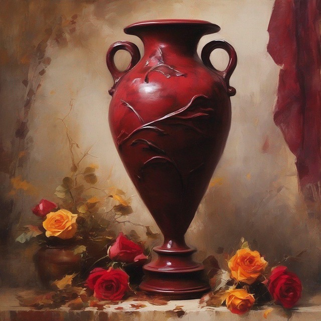 화병 유화 작품