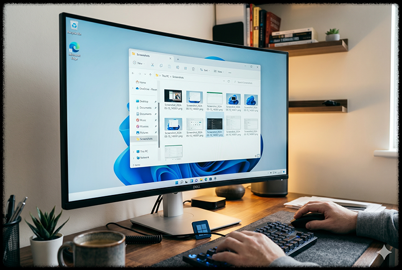 스크린샷 저장 폴더를 확인하는 파일 탐색기 모습