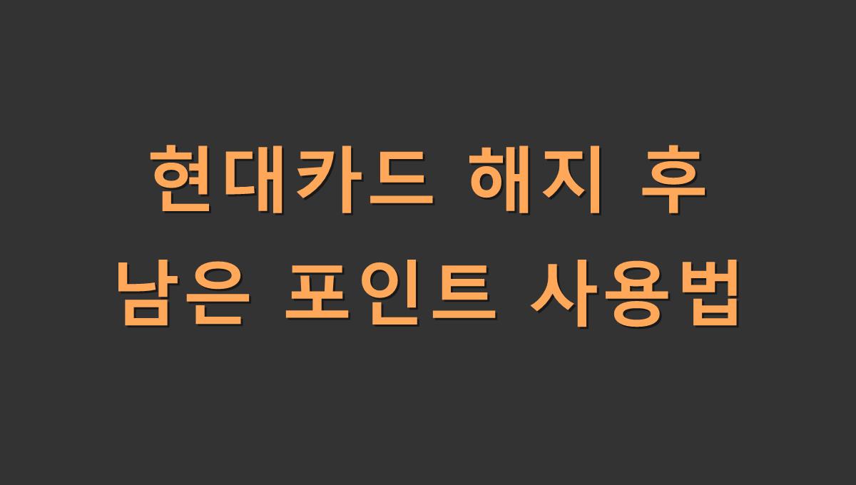 현대카드 해지 후 남은 포인트 사용법