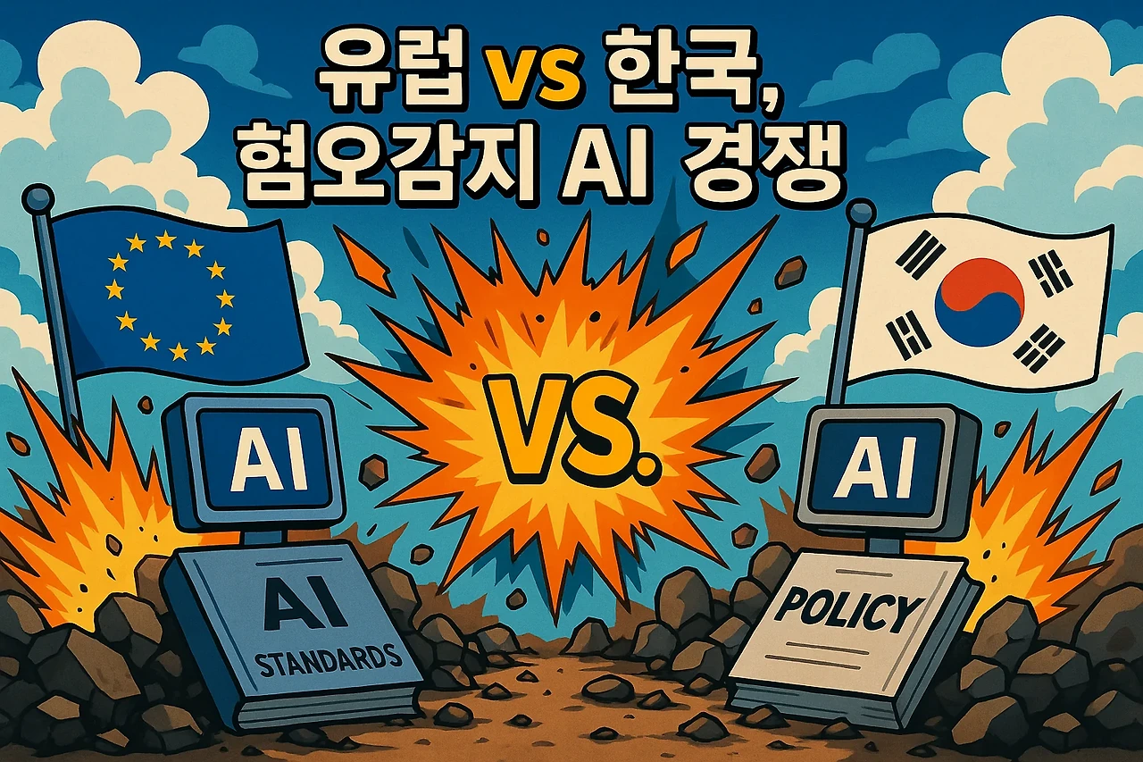 유럽 vs 한국, 혐오감지 AI 경쟁 (EU기준, AI모듈, 정책기준) 관련 이미지