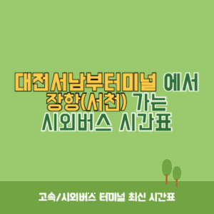 대전서남부터미널에서 장항(서천) 가는 시외버스 시간표 최신정보