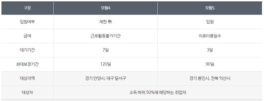 2단계 시범사업 질병, 부상 요건
