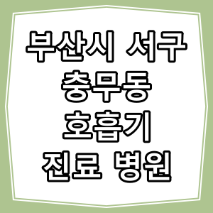 부산시 서구 충무동 호흡기 내과 진료 동네 병원