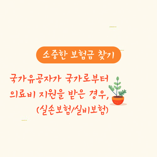 국가유공자가 국가로부터 의료비 지원을 받은 경우,
실손보험으로 보상 가능한지 여부
(국가유공자의료비지원/실손보험/실비보험)