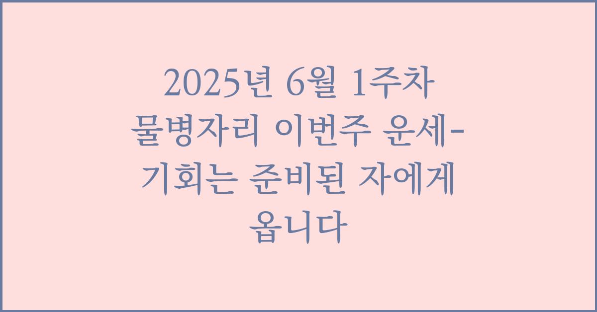 2025년 6월 1주차 물병자리 이번주 운세-기회는 준비된 자에게 옵니다.
