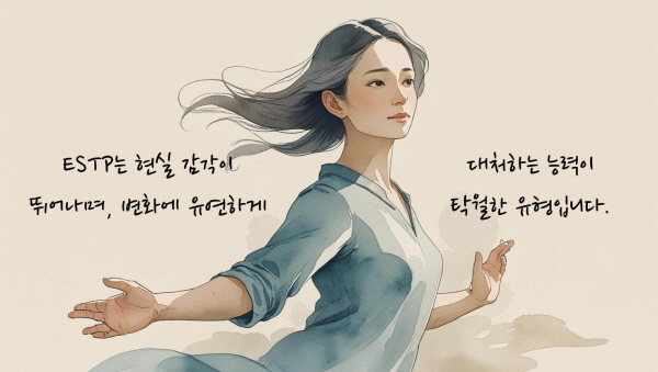 ESTP는 현실 감각이 뛰어나며 변화에 유연하게 대처하는 능력이 탁월한 유형입니다에 관한 그림