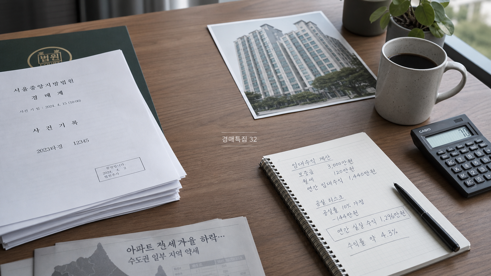 낙찰 뒤 임대할까 팔까? 출구전략 계산법의 핵심 확인 항목을 정리한 부동산 경매 안내 표지