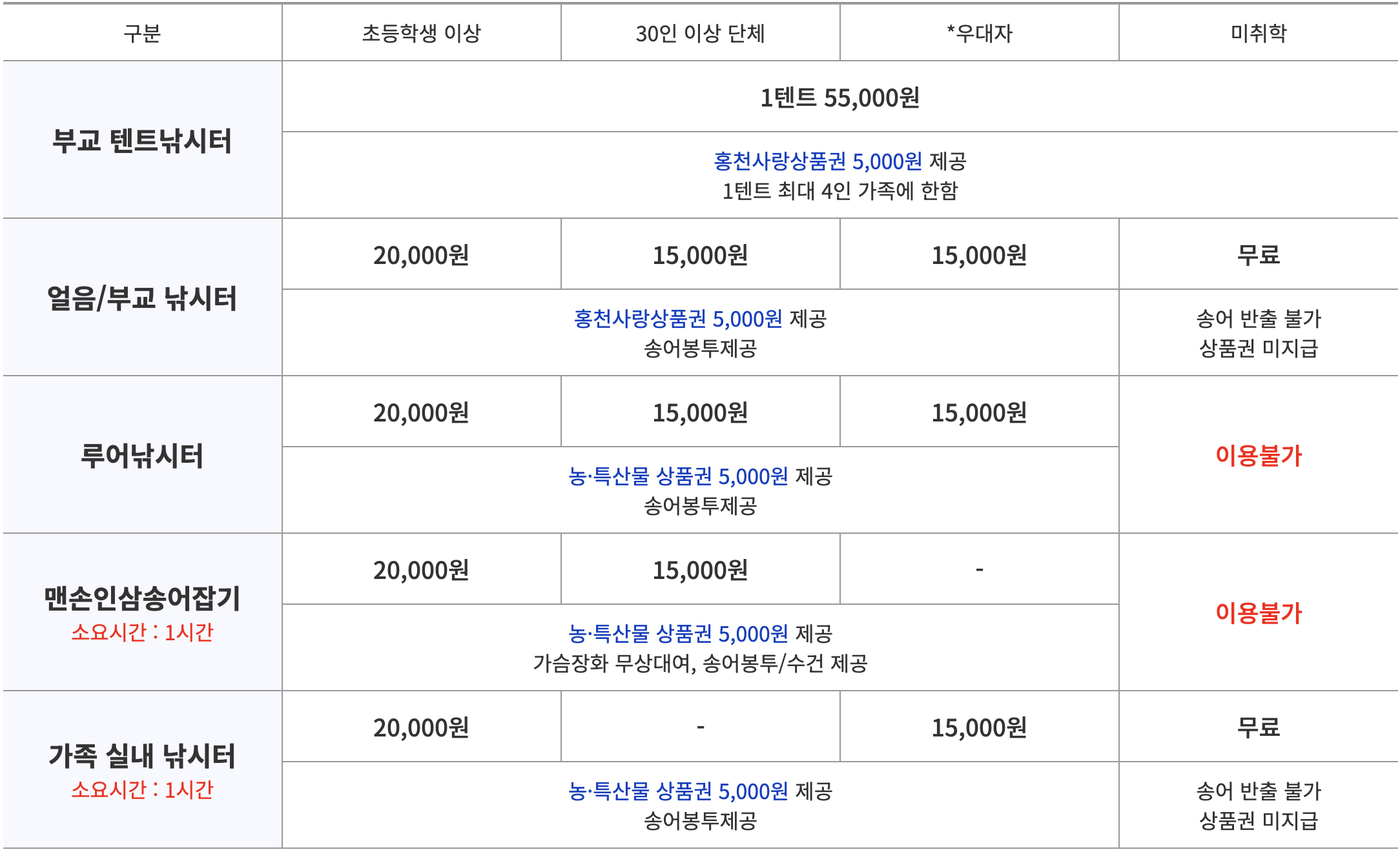 홍천강꽁꽁축제 이용안내