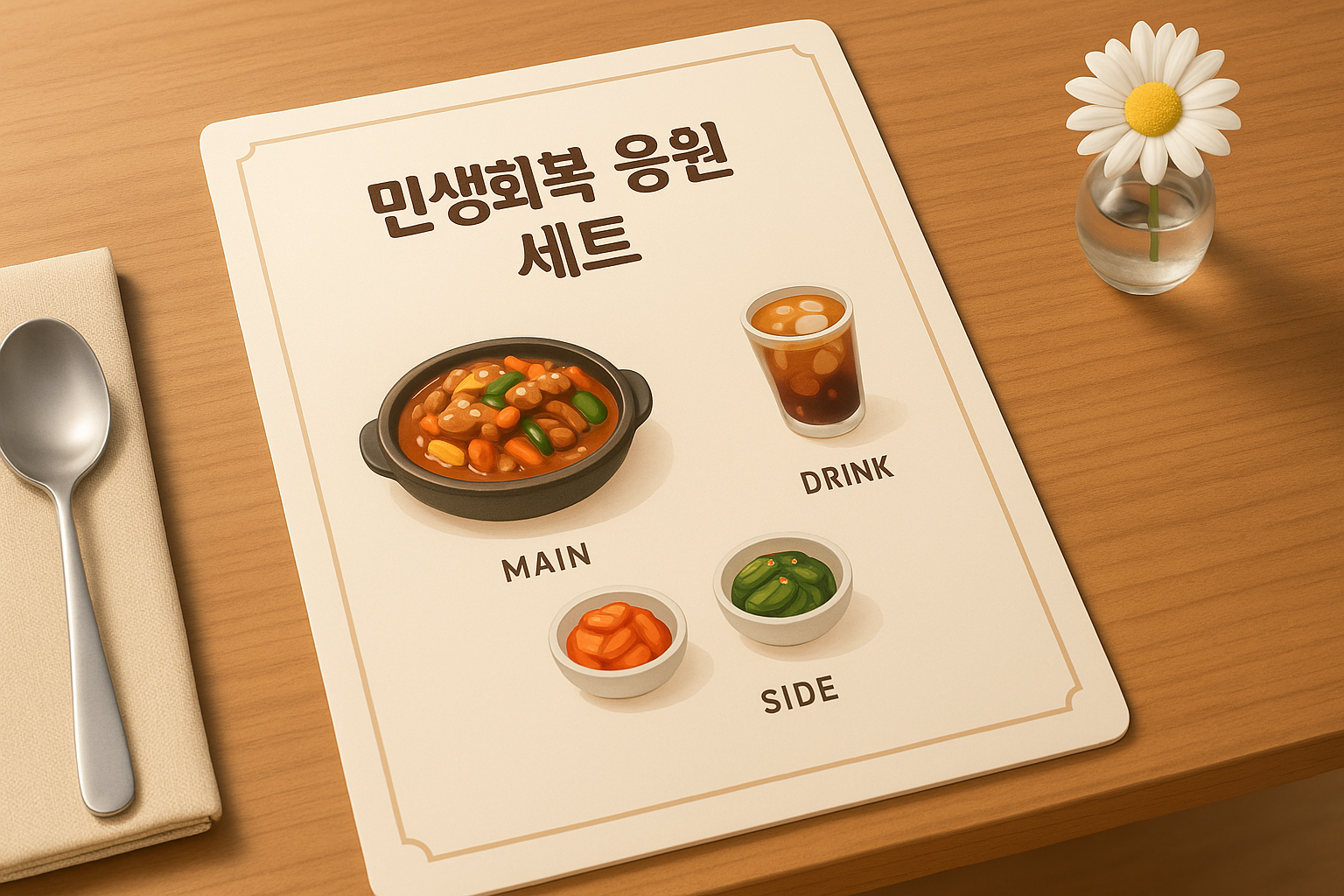 민생회복 소비쿠폰 사용자를 위한 특별 세트 메뉴판 이미지