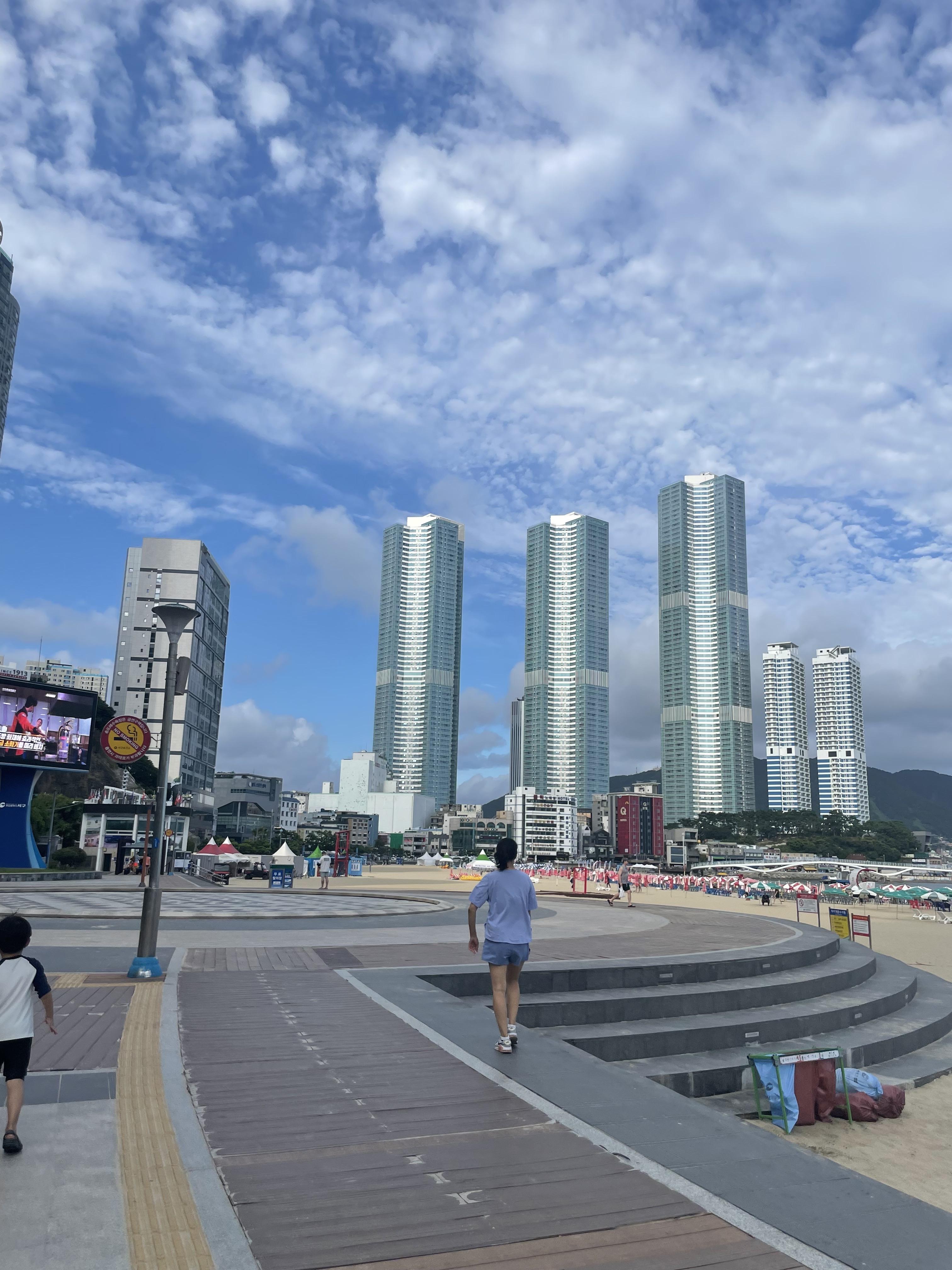 송도 해수욕장 바닥분수 사진