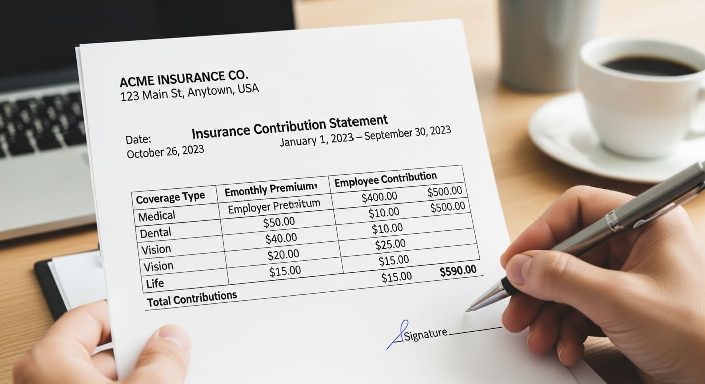 직장가입자 4대보험 완납증명서 신청서 서류 모습