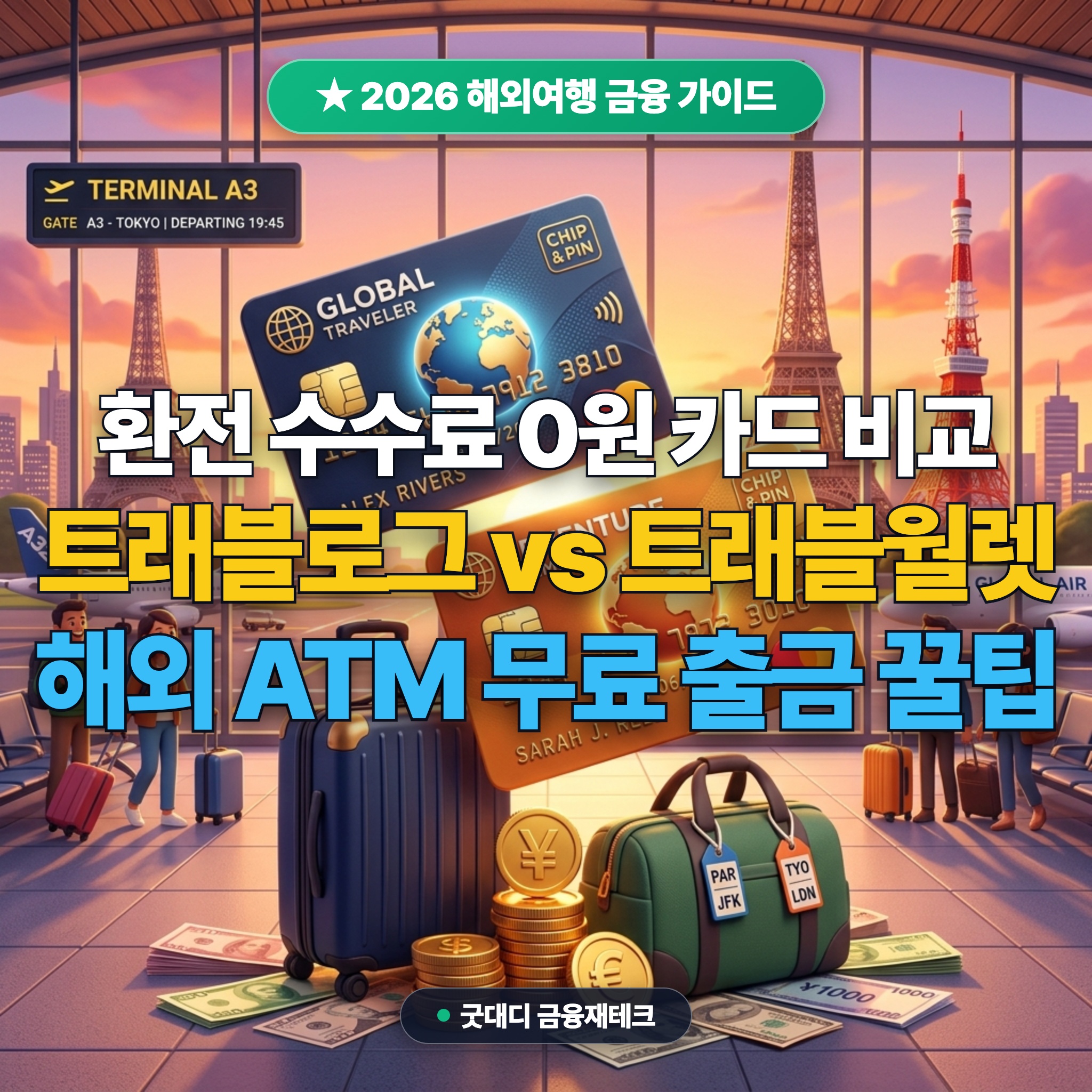 트래블로그 트래블월렛 환전 수수료 0원 비교 해외여행 체크카드 ATM 팁 대표 썸네일