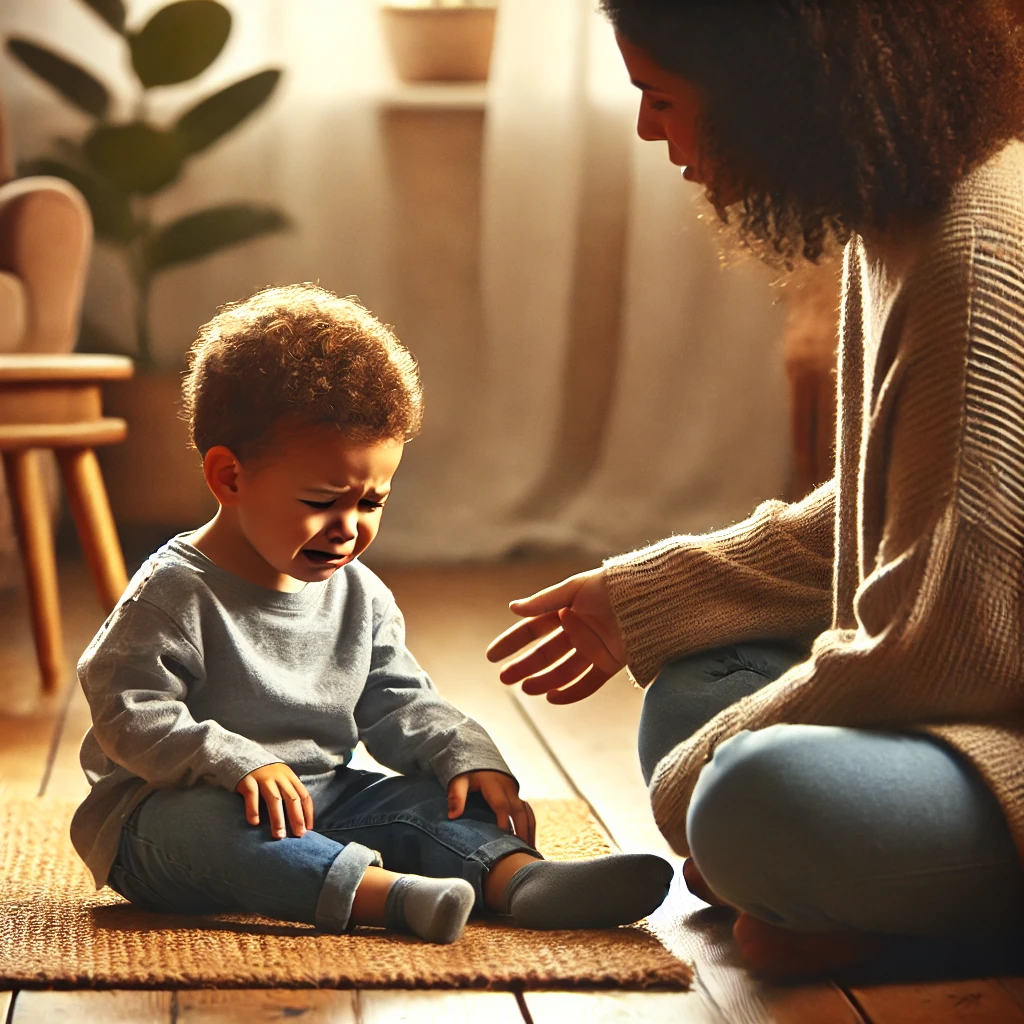 떼쓰는 아이를 차분하게 다루는 부모의 모습 – 이해와 공감을 바탕으로 한 육아 방법