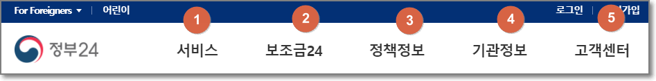 정부24-홈페이지-메뉴