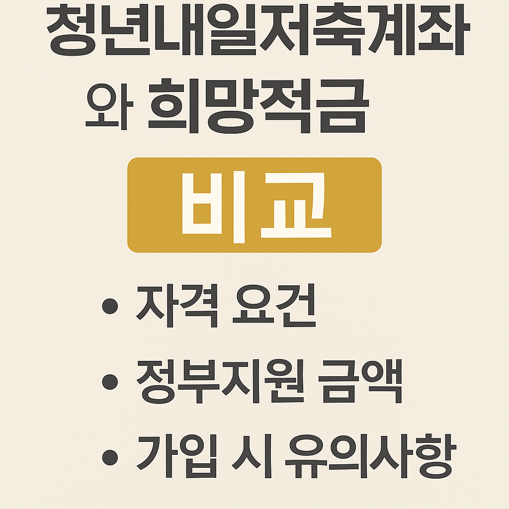 청년내일저축계좌와 희망적금을 비교한 제도별 차이점 안내