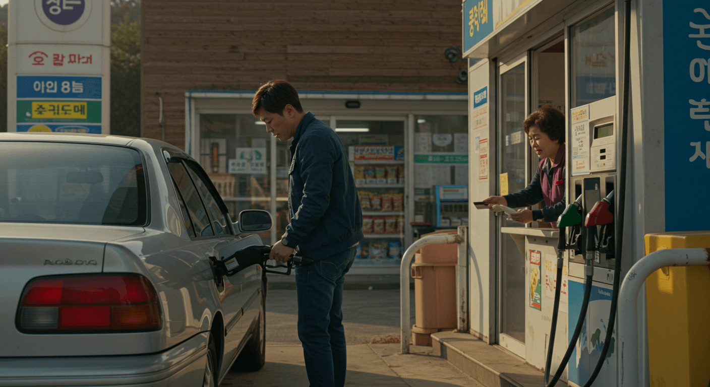 주유소에서 2차민생지원금 소비쿠폰을 활용해 결제하는 모습
