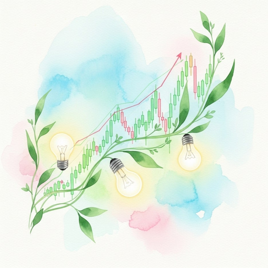 성장과 상승을 상징하는 부드러운 수채화 풍경