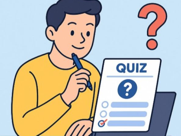 퀴즈를 풀고 있는 청년 모습