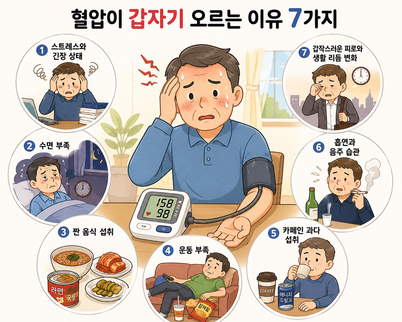 혈압이 갑자기 오르는 이유 7가지