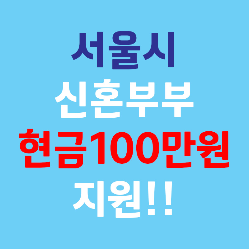 서울시 신혼부부 현금 100만원 지원