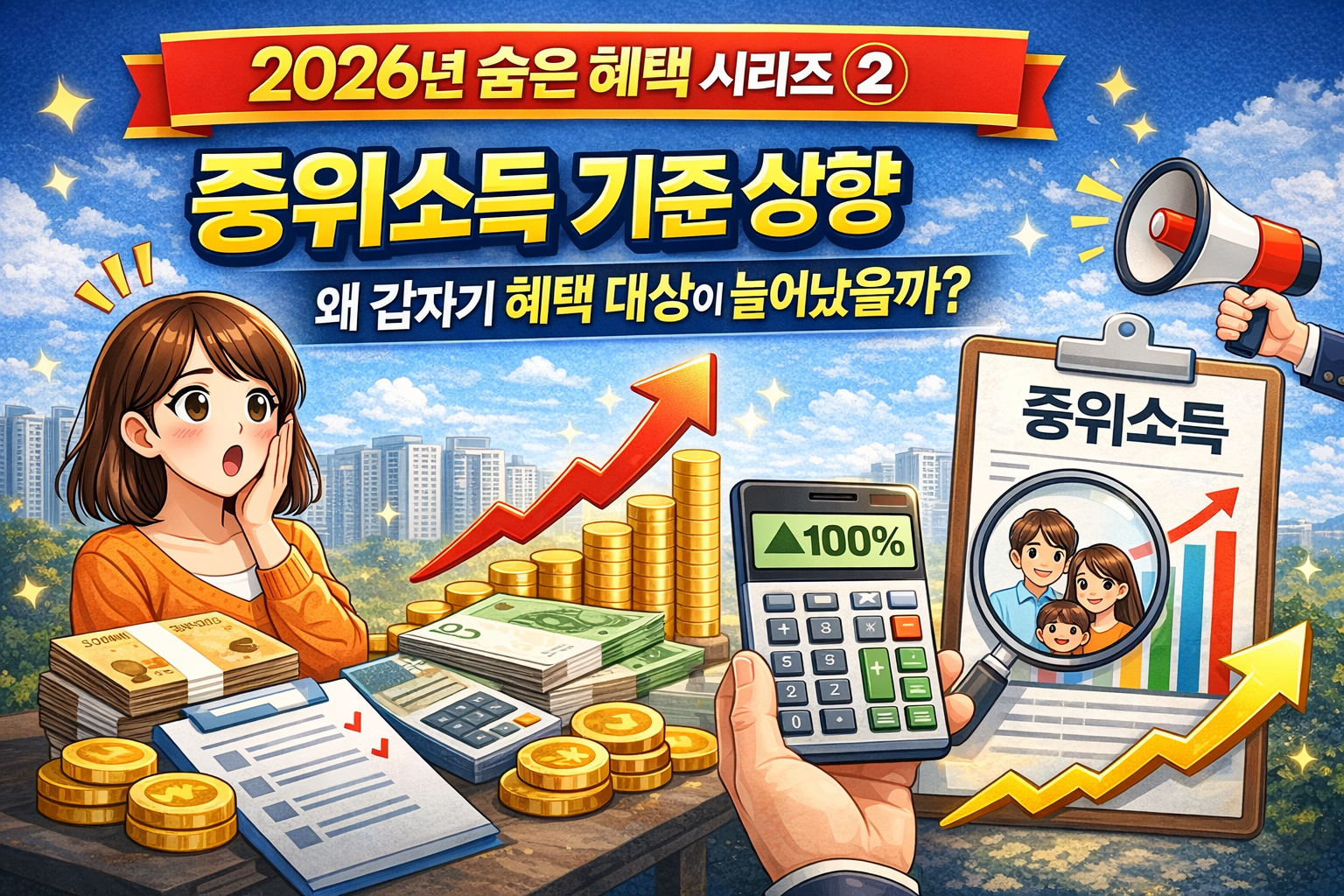 2026년 중위소득 기준 상향-혜택 대상이 늘어났다