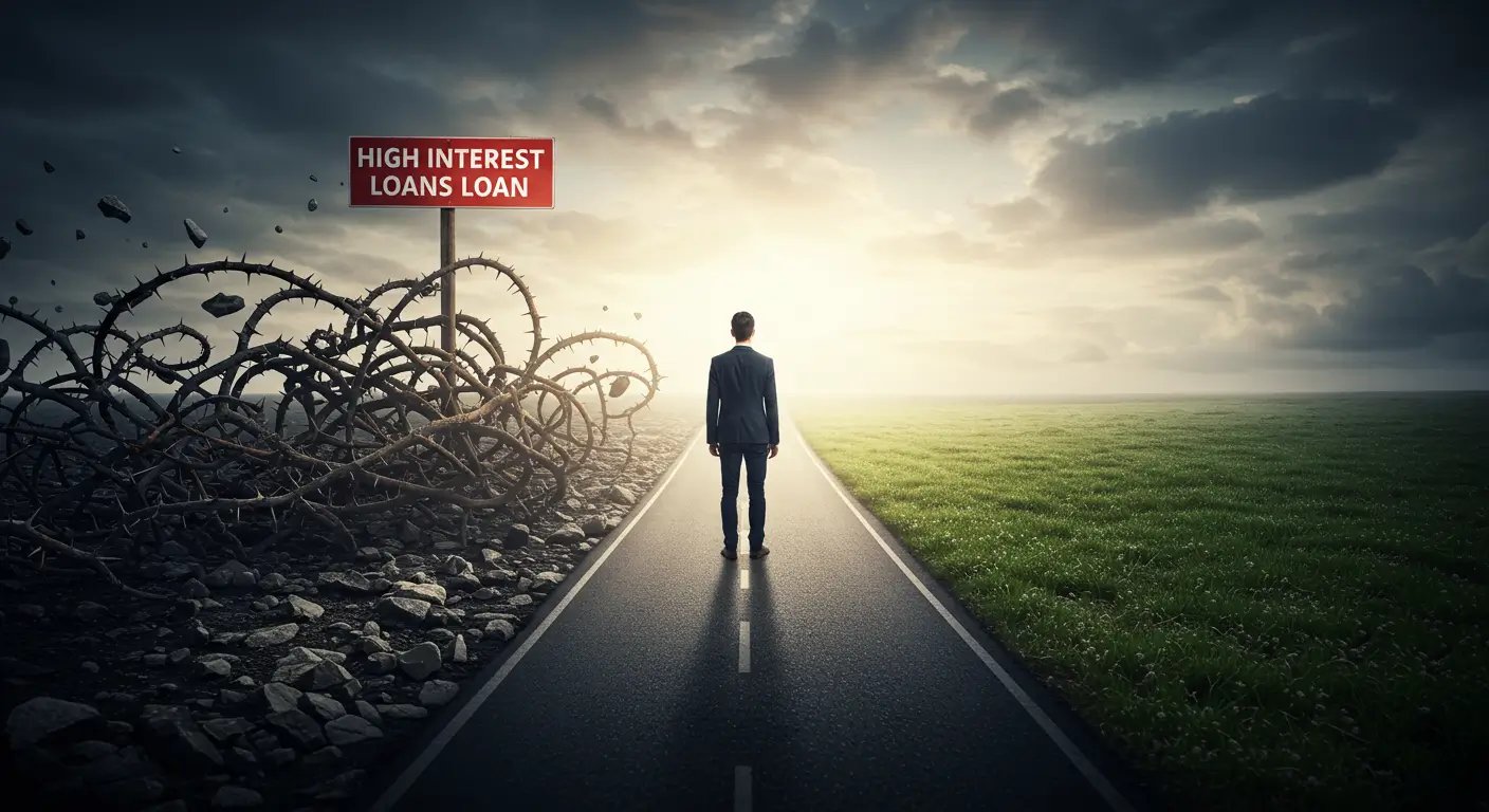 여러 대출 상품 중 저금리 채무통합이라는 올바른 길을 선택하는 모습