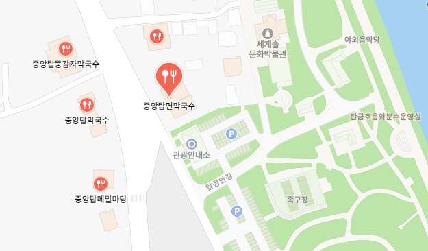 중앙탑면막국수-위치