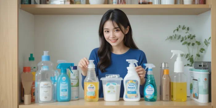 리필 생활용품을 정리하는 모습