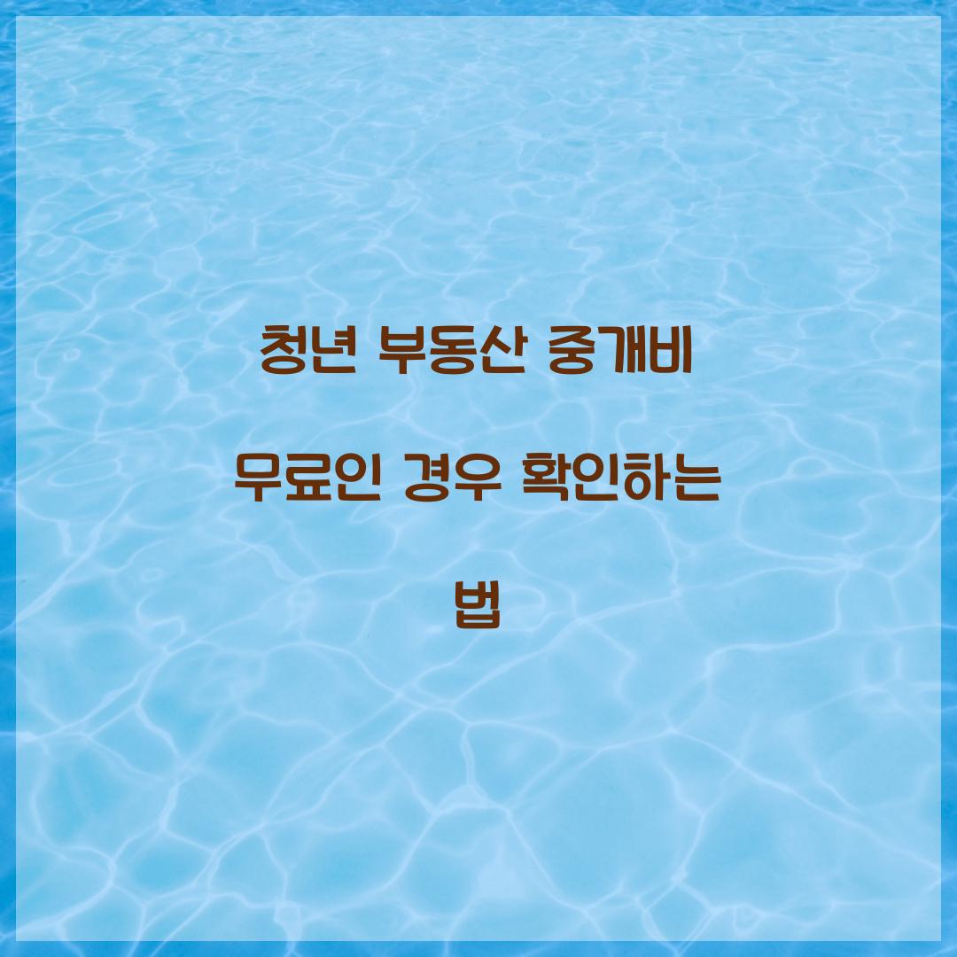 청년 부동산 중개비 무료인 경우 확인하는 법  