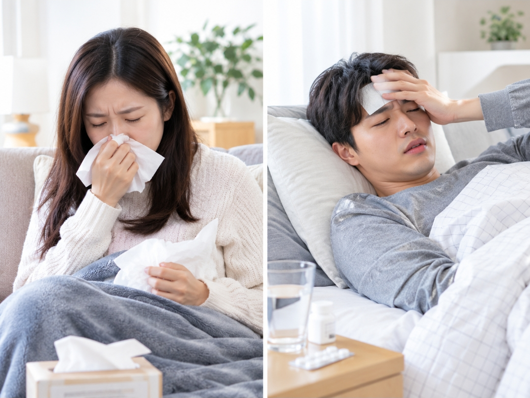 감기와 독감 증상의 차이