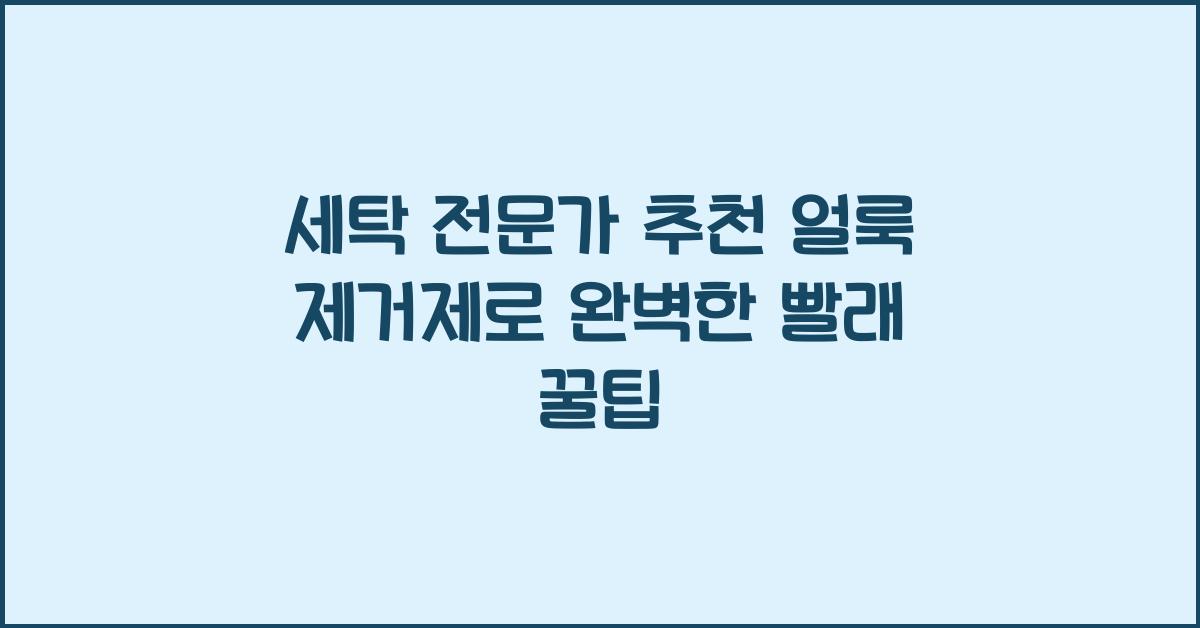 세탁 전문가 추천! 얼룩 제거제를 활용한 깨끗한 빨래 비법