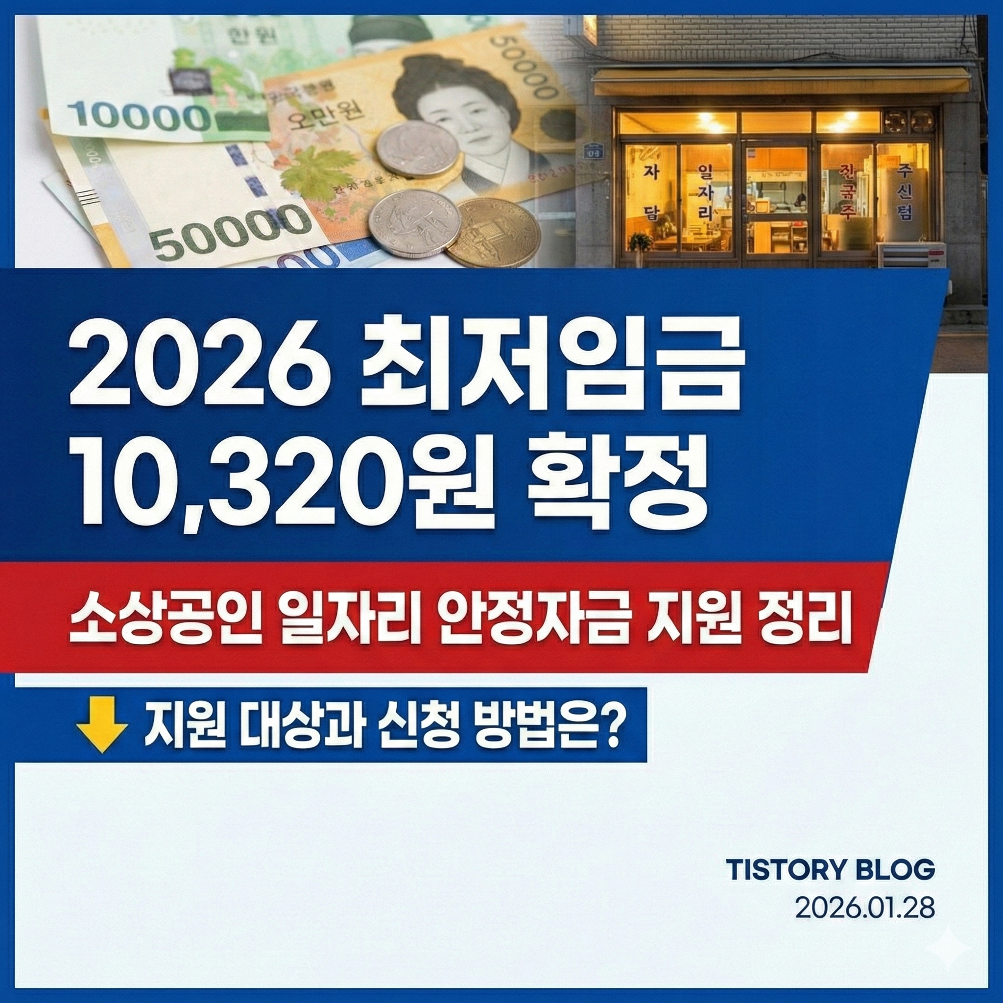 2026 최저임금 10,320원 확정|소상공인 일자리 안정자금 지원 정리
