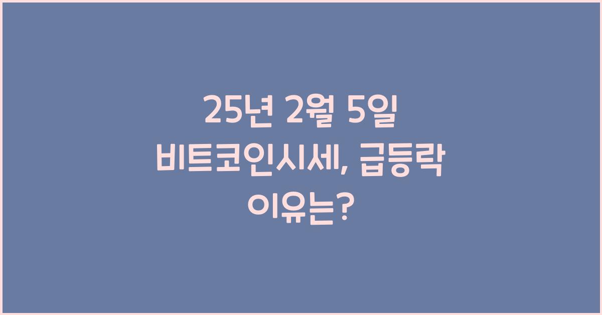 25년 2월 5일 비트코인시세