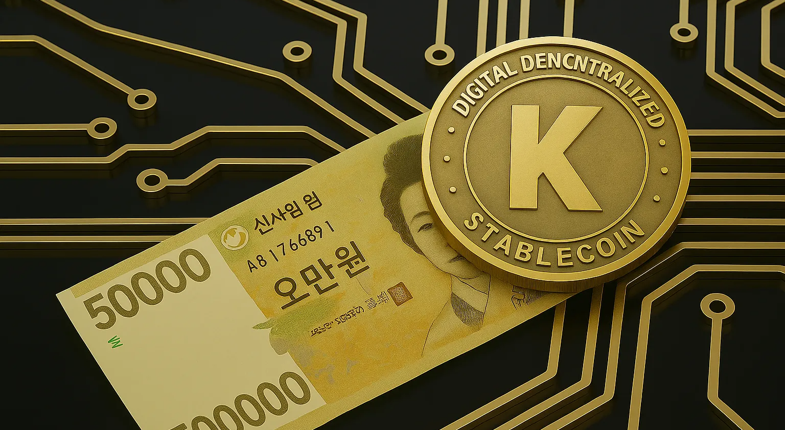 원화 스테이블코인, 디지털 자산 상징 이미지