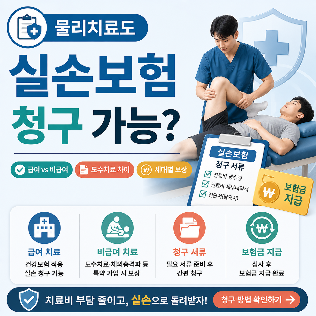 물리치료 실손보험 청구 가능 여부 안내 이미지