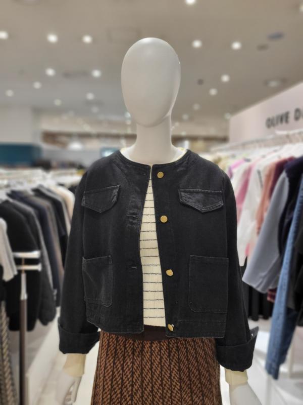 올리브데올리브 아웃포켓 노카라 청자켓 YJ3AJ215