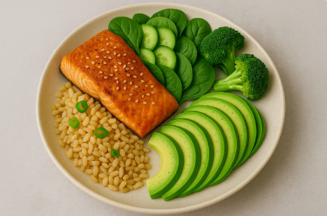 혈당 낮추는 음식 (현미,연어,아보카도,브로콜리)