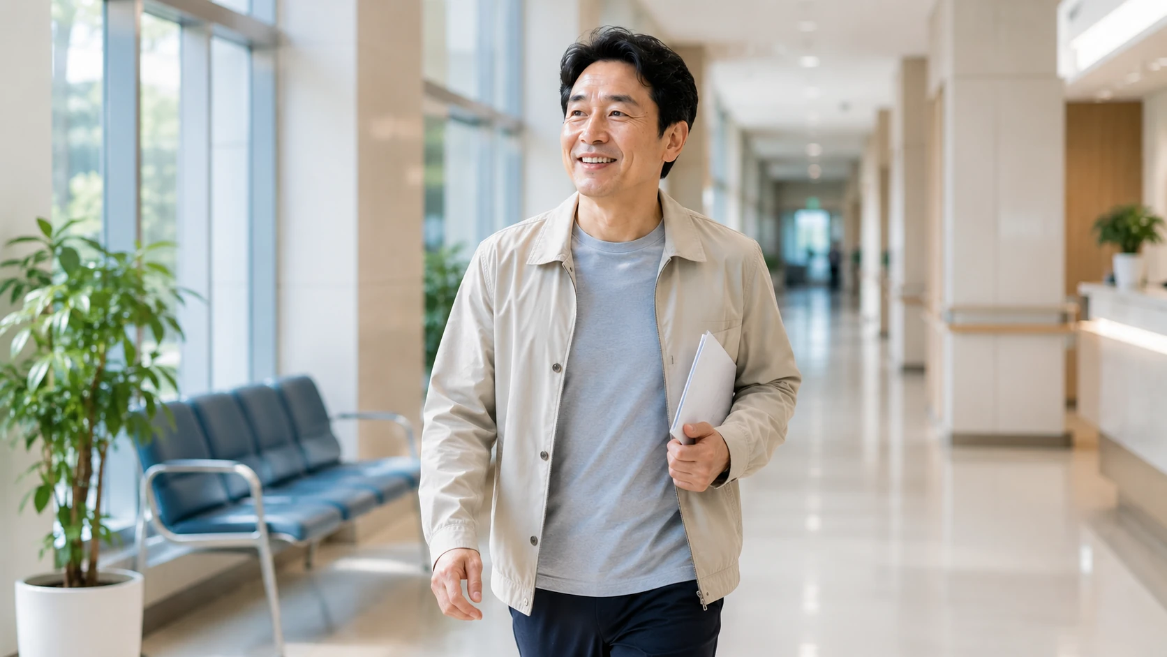 건강검진을 마치고 병원을 나서는 환자