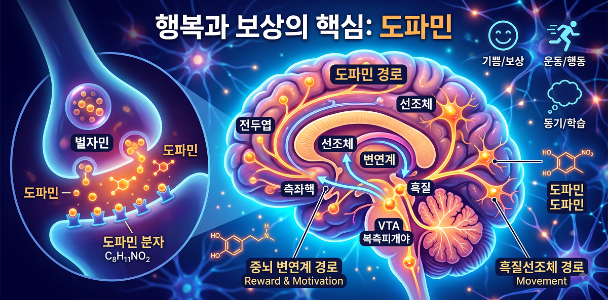 도파민 자극받는 뇌의 사진