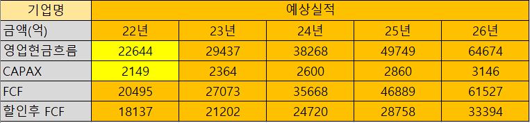 카카오 내재가치 분석표