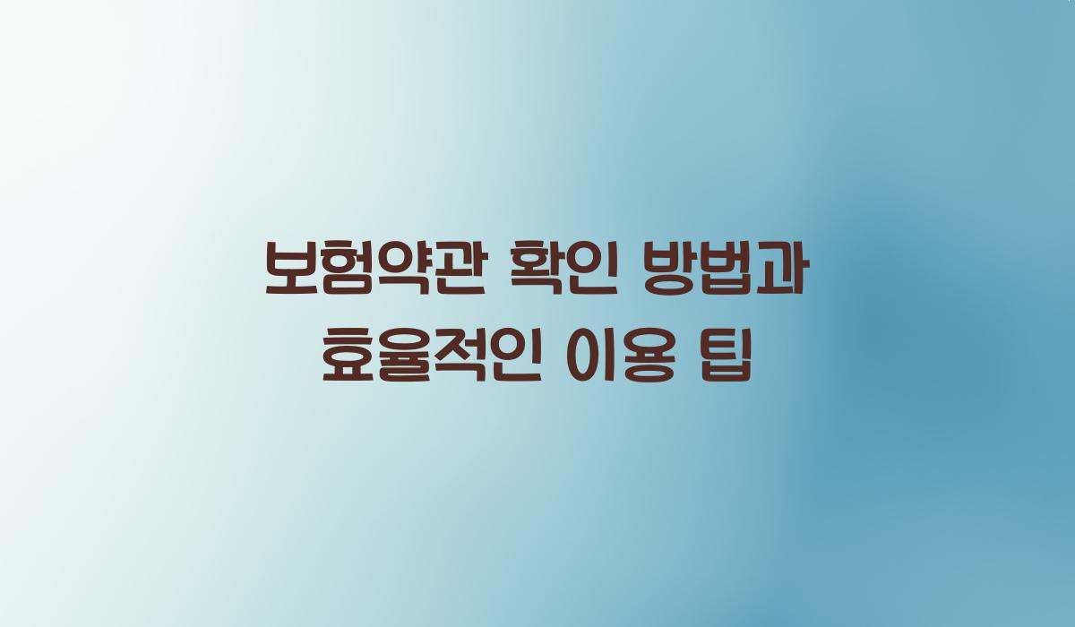 보험약관 확인 방법