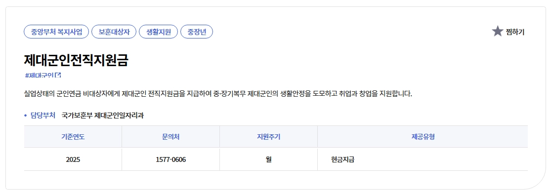 제대군인전직지원금 신청방법,필요서류,조건확인