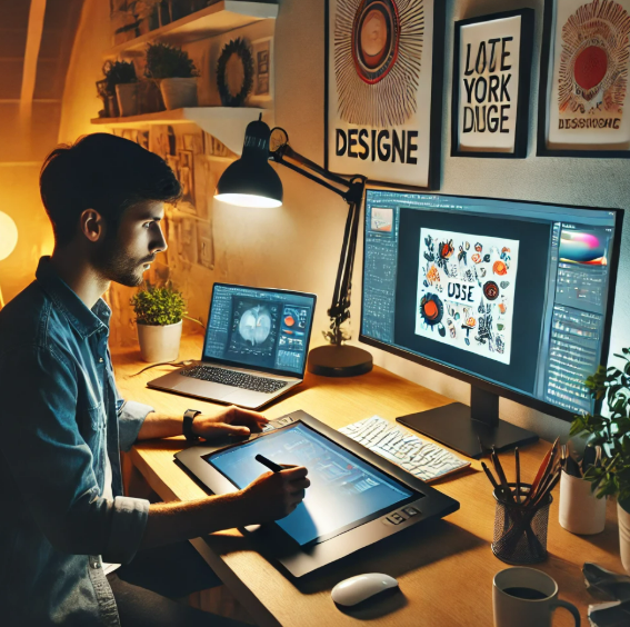 컴퓨터를 이용해 영상을 편집하는 남성 사진