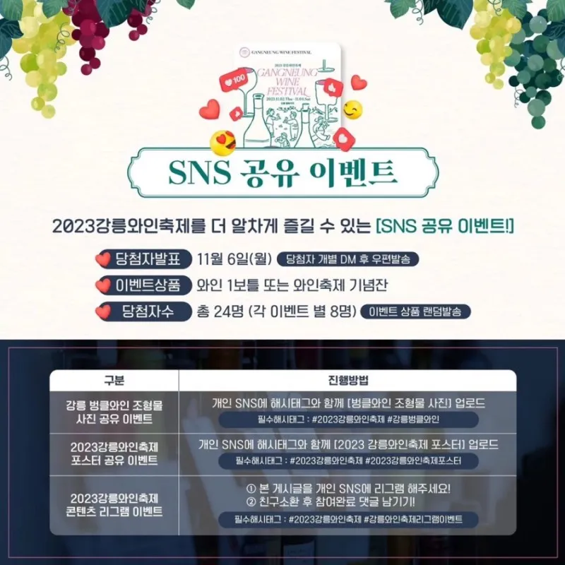 강릉와인축제 - SNS 공유 이벤트