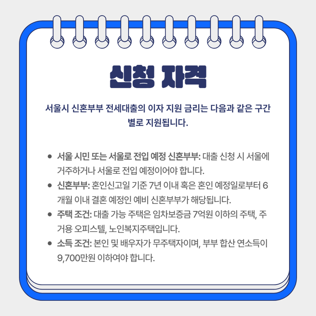 서울시 신혼부부 전세대출을 신청하기 위한 자격 요건