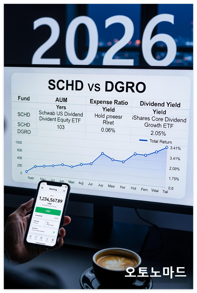 SCHD vs DGRO 배당ETF 선택, @출처: 오토노마드 AI생성이미지, 2026