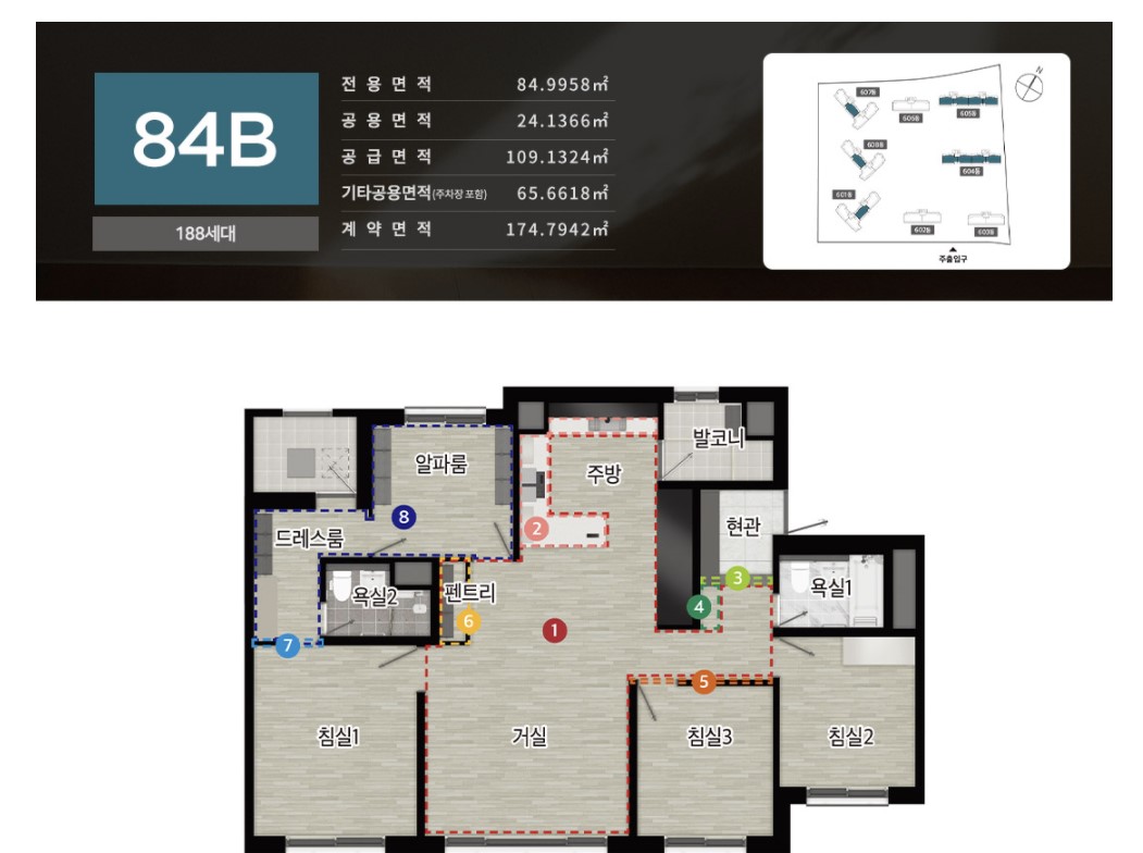 파주운정신도시제일풍경채3차그랑포레84B평면도