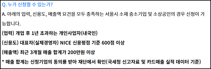 서울시 소상공인 마이너스통장 지원