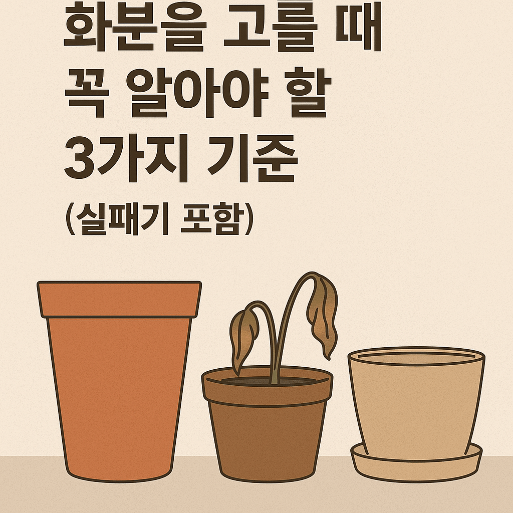 초보자가 화분 선택 시 고려해야 할 세 가지 기준과 잘못된 사례